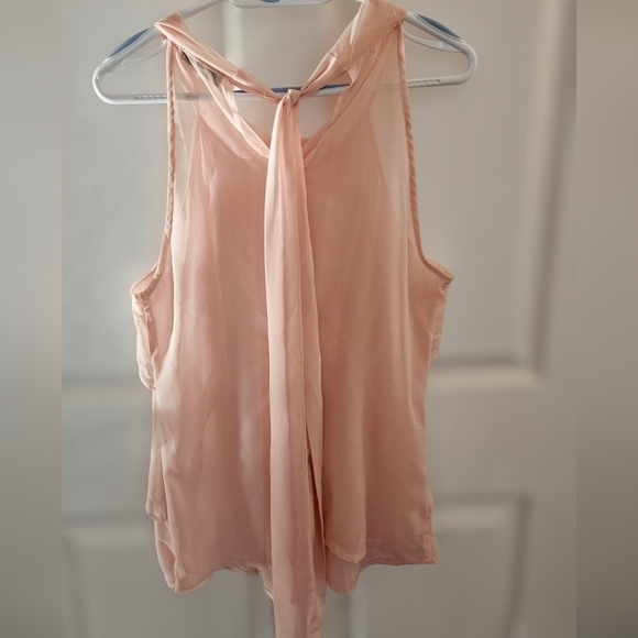 Fluttery Pink Chiffon Sleeveless Top Blouse - Picture 2 of 5